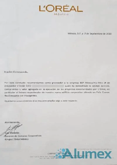 Carta Recomendación Grupo Bolsa Mexicana De Valores - Anuncios Luminosos México ALUMEX